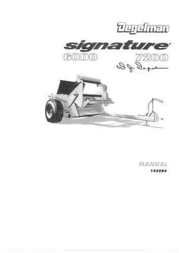 Degelman Rock Picker Signature 6000 & 7200 Operators Manual and Spare Parts List
