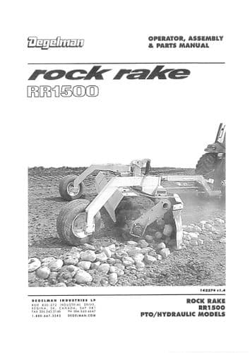 Degelman Rock Rake RR1500 Operators Manual and Spare Parts List