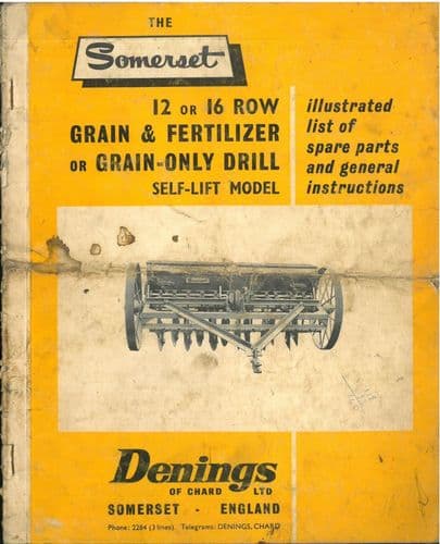 Denings of Chard Somerset Grain & Fertilizer Drill Or Grain-Only Drill 12 & 16 Row Operators & Parts