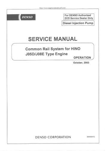 Denso Diesel Injection Pump J05D J08E Workshop Service Manual