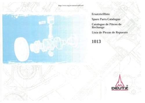 Deutz Engine 1013 Parts Manual