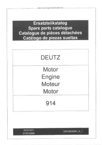 Deutz Engine 914 Parts Manual