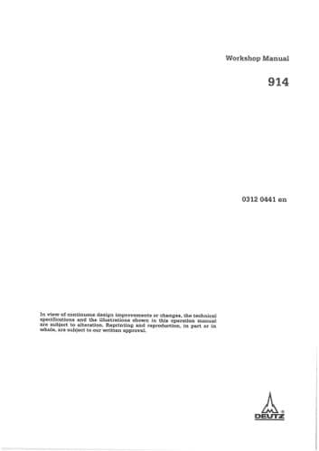 Deutz Engine  914 Workshop Service Repair Manual