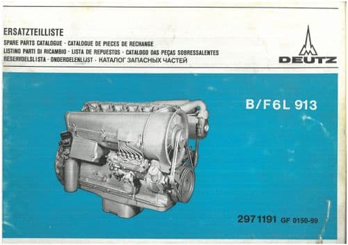Deutz Engine B6L F6L 913 Owners Parts Manual