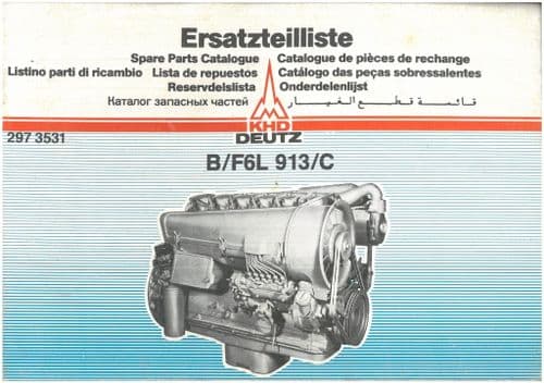 Deutz Engine B6L F6L 913C Owners Parts Manual