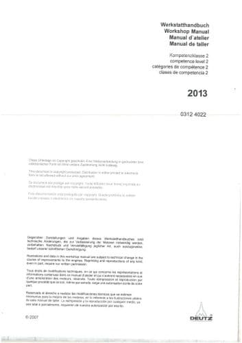Deutz Engine BF4M2013 BF4M2013C BF6M2013 BF6M2013C Workshop Manual