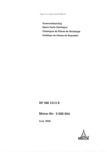 Deutz Engine BF6M1003E Parts Manual