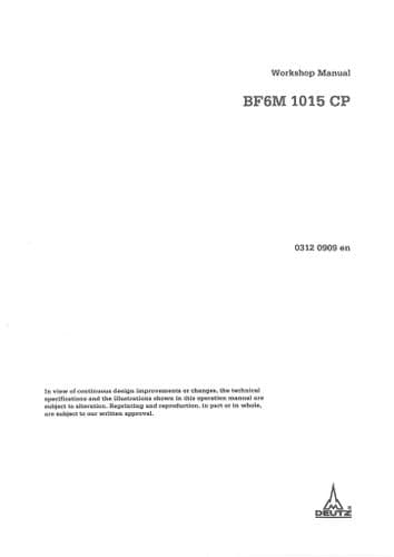 Deutz Engine BF6M1015CP Workshop Service Manual