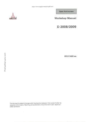 Deutz Engine D2008 & D2009 Workshop Service Manual