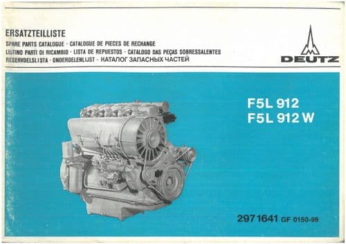 Deutz Engine F3L912 & F5l812W Owners Parts Manual - ORIGINAL