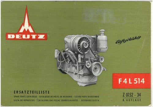 Deutz Engine F4L 514 Owners Parts Manual