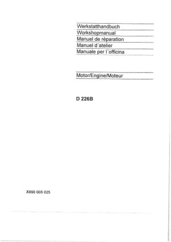 Deutz Engine MWM TD226B D226B 3,4 & 6 Cylinder Service Workshop Manual
