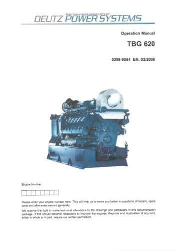 Deutz Engine TBG620 Operators Manual