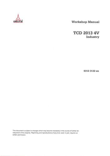 Deutz Engine TCD 2013 4V Workshop Service Repair Manual - TCD20134V