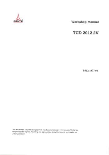 Deutz Engine  TCD2012-2V Workshop Service Repair Manual