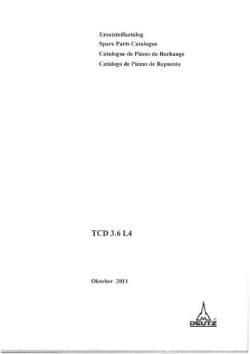Deutz Engine TCD3.6L4 Parts Manual