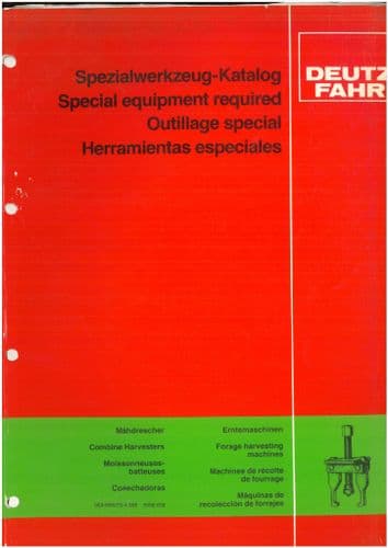 Deutz Fahr Combine Harvester Forage Harvesting Machines -  Special Tools Manual