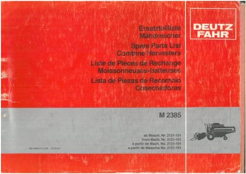 Deutz Fahr Combine  Harvester M2385 Parts Manual