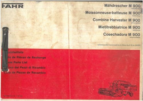 Deutz Fahr Combine Harvester M900  Parts Manual - ORIGINAL