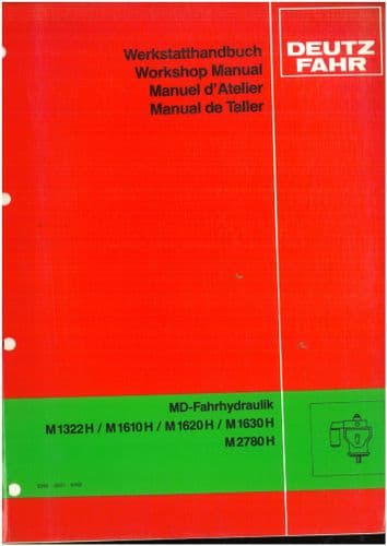 Deutz Fahr Combine Hydraulics Fahrhydraulik M1322H M1610H M1620H M1630H M2780H Workshop Manual ORIGI