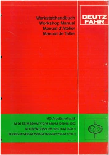 Deutz Fahr Combine Hydraulics - M66TS M660 M770 M980 M1080 M1202 Workshop Manual ORIGINAL