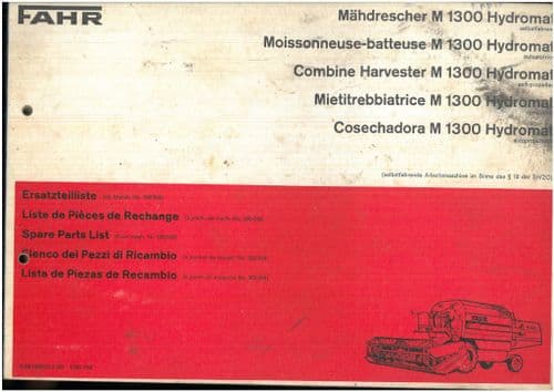 Deutz Fahr Combine M1300 Hydromat  Parts Manual ORIGINAL