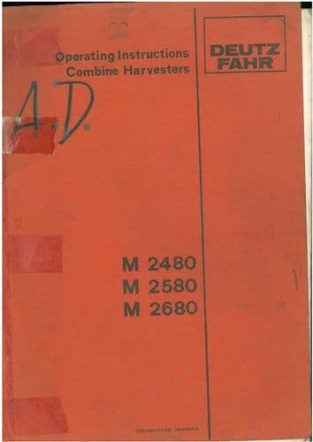 Deutz Fahr Combine M2480 M2580 M2680 Operators Manual