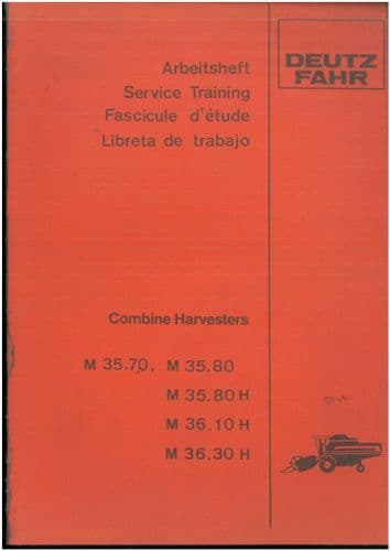 Deutz Fahr Combine M35.70 M35.80 M35.80H M36.10H M36.30H Service Training Manual - ORIGINAL
