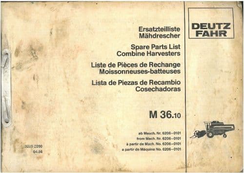 Deutz Fahr Combine M36.10 Parts Manual - M 36.10