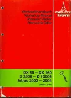 Deutz Fahr D, DX, Intrac, Tractor All Models Steering Service Workshop Manual