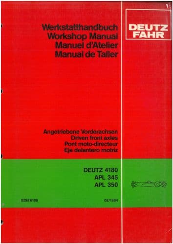 Deutz Fahr Driven Front Axle 4180 ALP345 ALP350 Workshop Service Manual