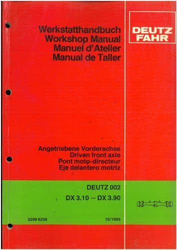 Deutz Fahr Driven Front Axle DX3.10 DX3.30 DX3.50 DX3.70 DX3.90 Allrad Workshop Manual