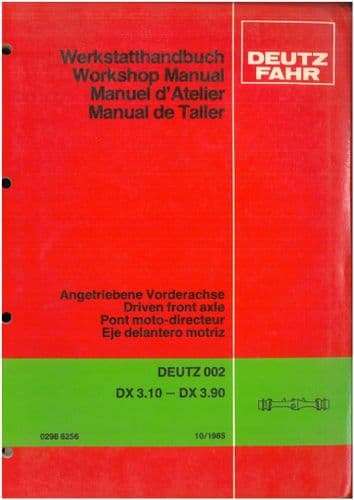 Deutz Fahr Driven Front Axle DX3.10 DX3.30 DX3.50 DX3.70 DX3.90 Allrad Workshop Manual ORIGINAL