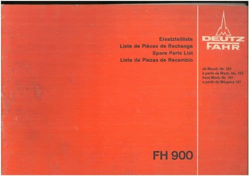 Deutz Fahr Forager Harvester FH900 Parts Manual - ORIGINAL