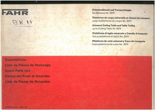 Deutz Fahr HD Universal Cutting Table & Table Trolley No: 3574 for Combine  Harvester - Parts Manual