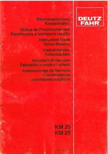 Deutz Fahr KM20 & KM25 Turbo Mower Operators Manual