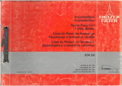 Deutz Fahr KM24 Turbo Mower Parts Manual - ORIGINAL