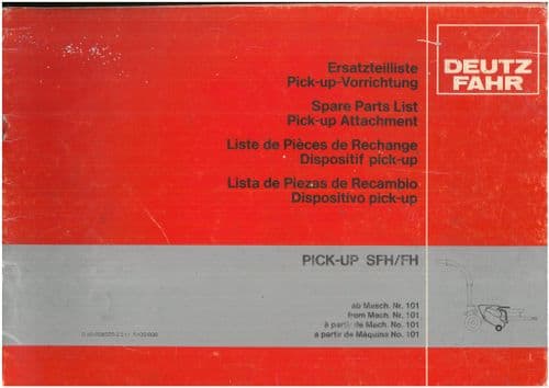 Deutz Fahr Pickup Attachment SFH/FH Parts Manual