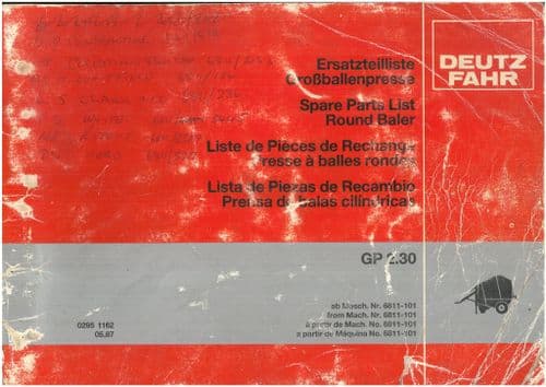 Deutz Fahr Round Baler GP2.30  Parts Manual