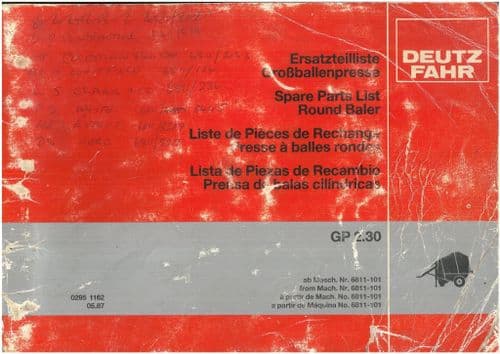 Deutz Fahr Round Baler GP2.30  Parts Manual