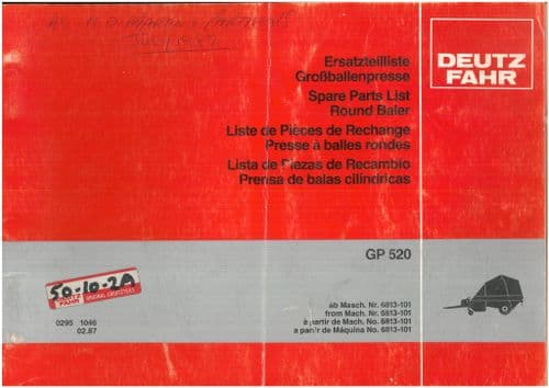 Deutz Fahr Round Baler GP520  Parts Manual