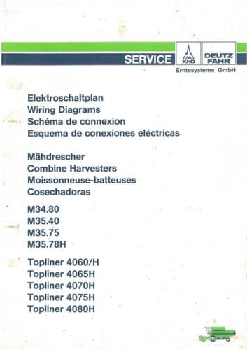 Deutz Fahr Topliner 4060 4060H 4065H 4070H 4075H 4080H Wiring Diagrams Manual