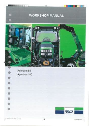 Deutz Fahr Tractor Agrofarm 85, 100  Workshop Service Repair Manual