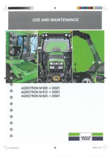 Deutz Fahr Tractor Agrotron M600 M610 M620 Operators Manual