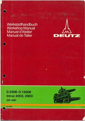Deutz Fahr Tractor D2506 D3006 D4006 D4506 D5006 D5206 D5506 D6006 Hydraulic System Workshop Manual