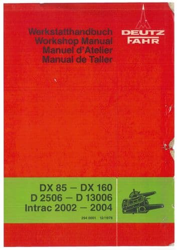 Deutz Fahr Tractor D6006 D6206 D6806 D7006 D7206 D7506 D8006 Steering System Workshop Service Manual