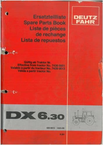 Deutz Fahr Tractor DX 6.30 Parts Manual