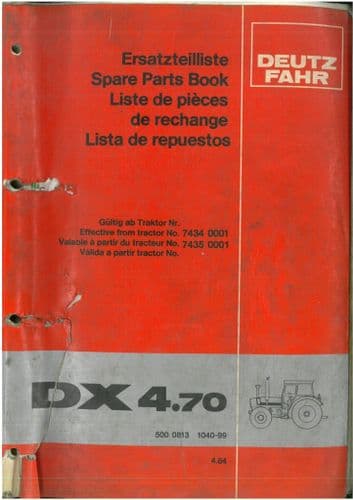 Deutz Fahr Tractor DX4.70 Parts Manual
