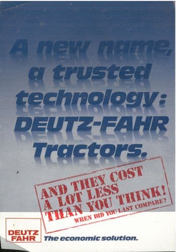 Deutz Fahr Tractor DX86 DX92 D6007C D6507C D7007C Brochure