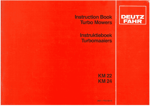Deutz Fahr Turbo Mower KM22 & KM24 Operators Manual - KM 22 24
